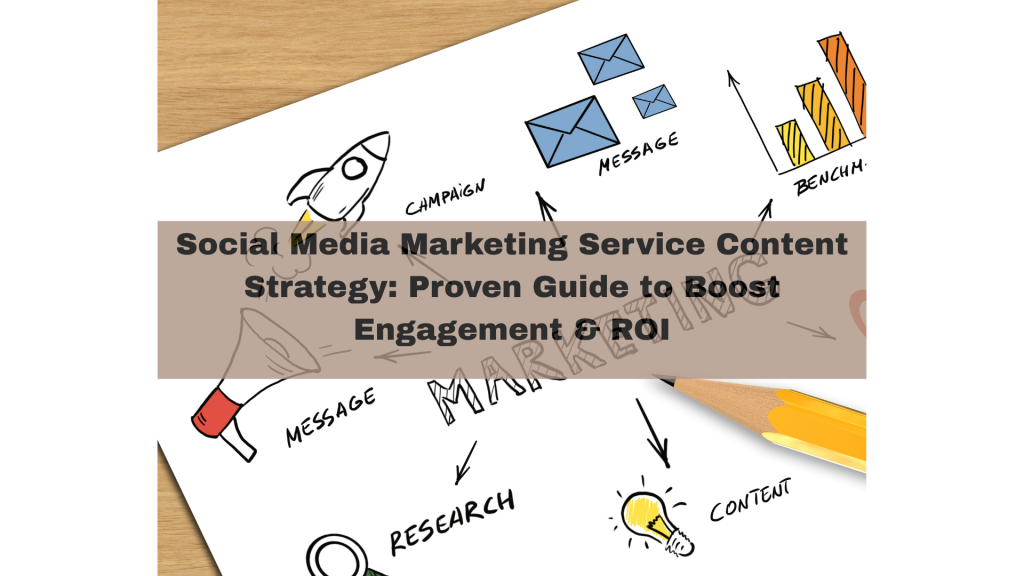 Illustration of marketers creating a proven social media marketing service content strategy designed to boost engagement and ROI