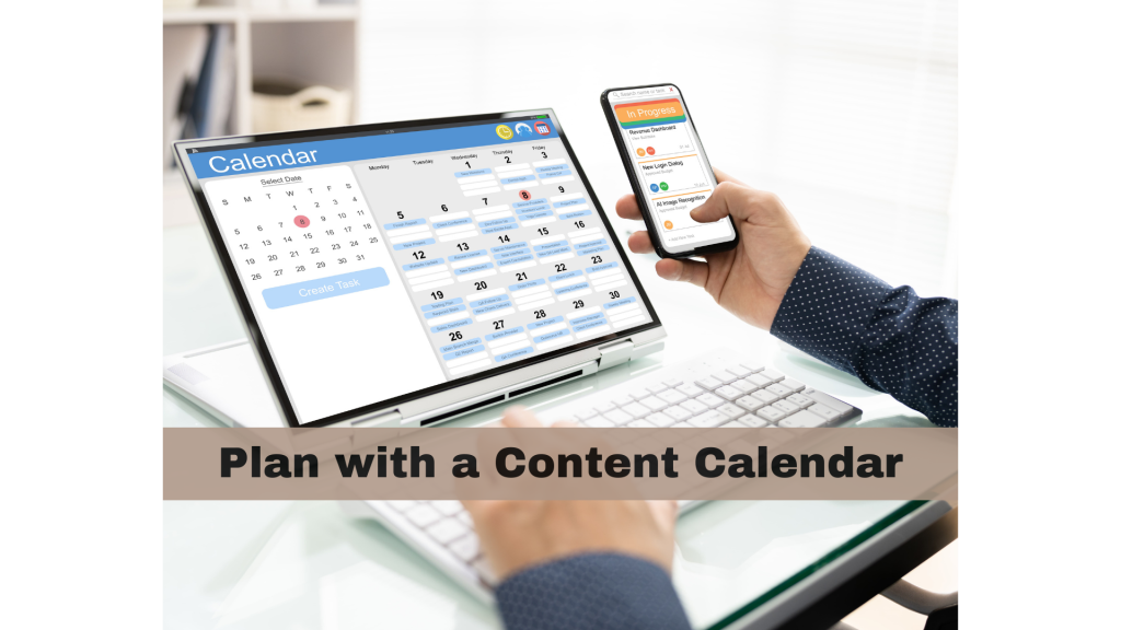 Digital content calendar with scheduled social media posts and campaign timelines for service-based marketing strategy.